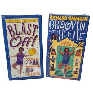 2 New Richard Simmons Workout VHS Tapes Groovin in the House and Blast Off!